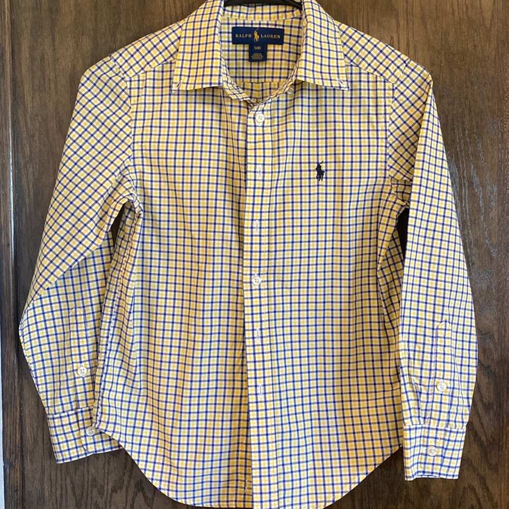 Yellow plaid button down Ralph Lauren